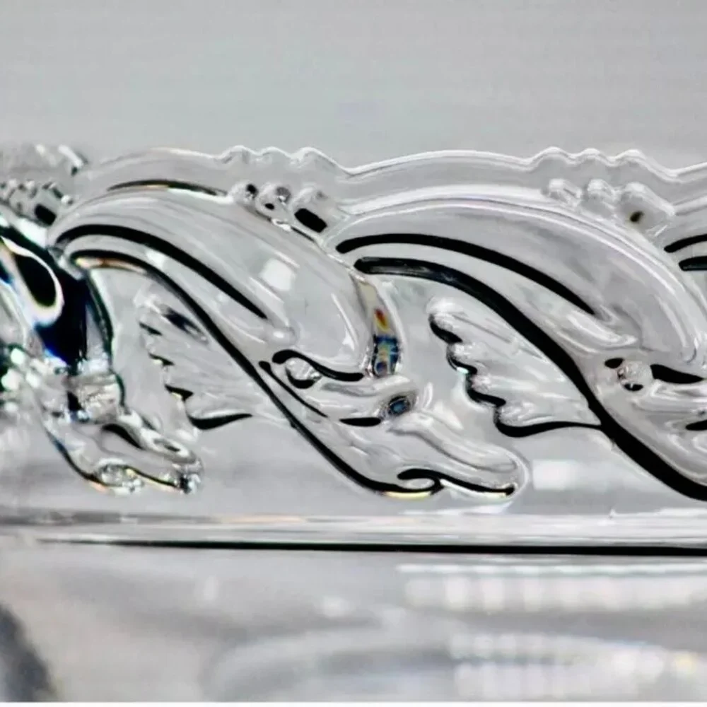 Tiffany &Co Crystal Art Glass Pedestal Bowl 